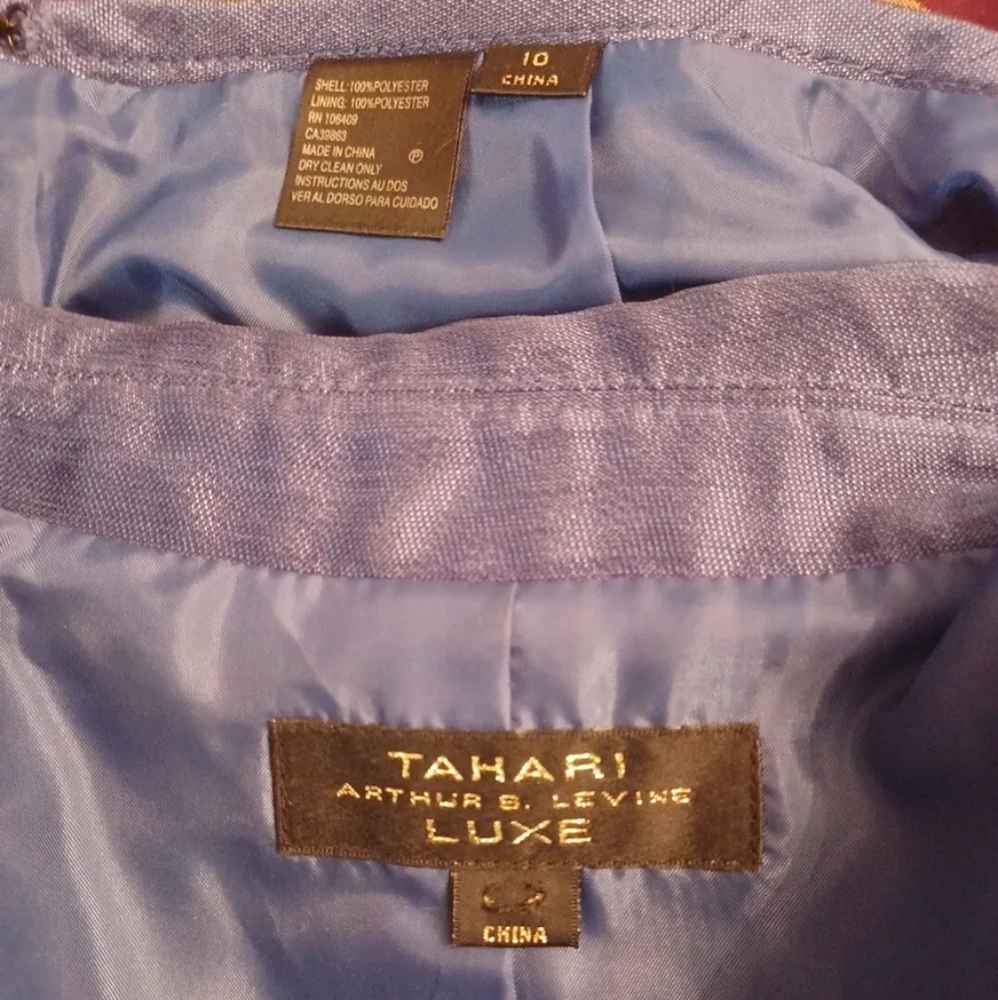 Tahari Arthur S. Levine LUXE Beaded Blue 2 Piece Skirt Suit - Picture 8 of 8